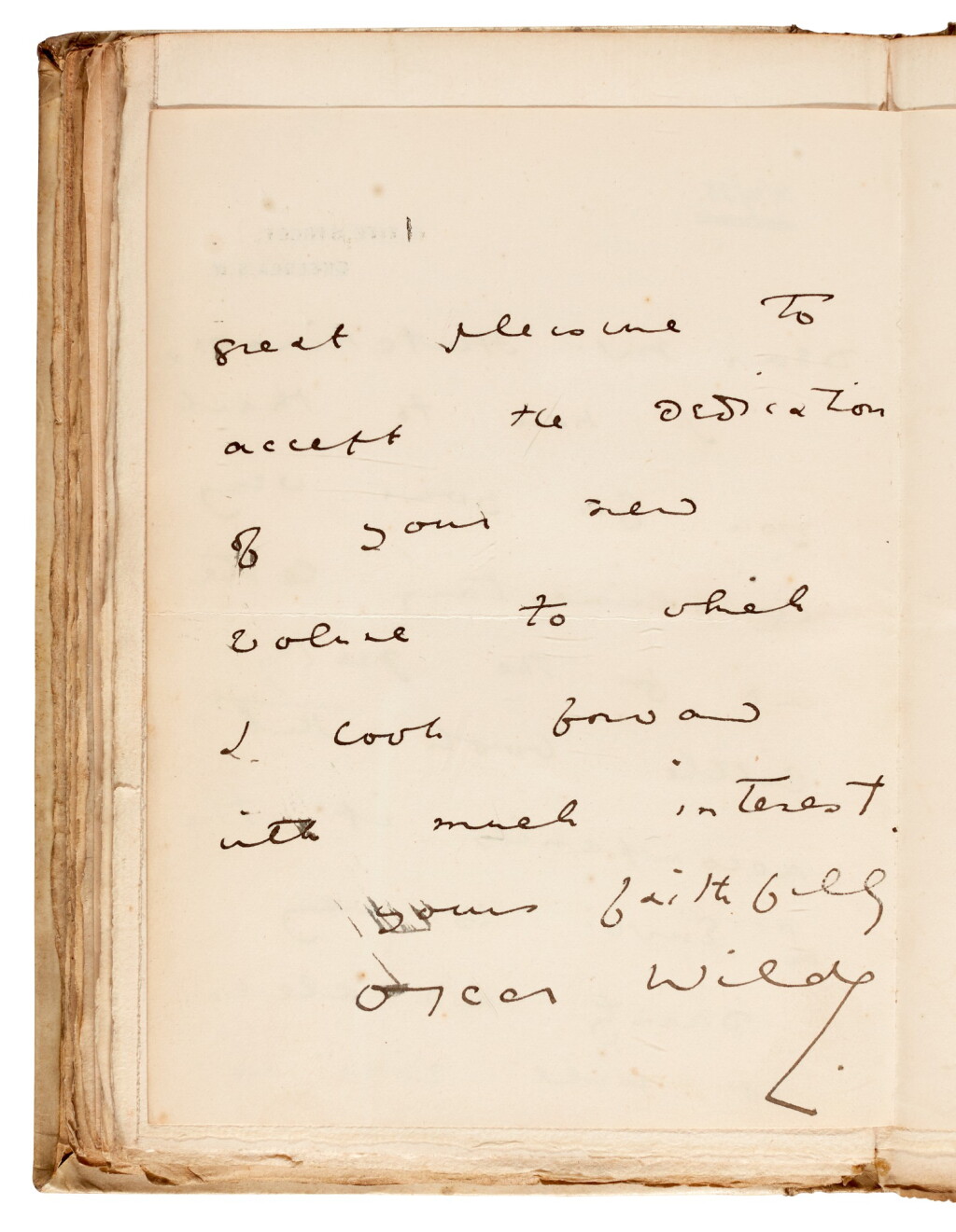 View full screen - View 1 of Lot 161. WILDE | Poems, 1881, third edition; together with ALS from Wilde to Thomas Hutchinson.