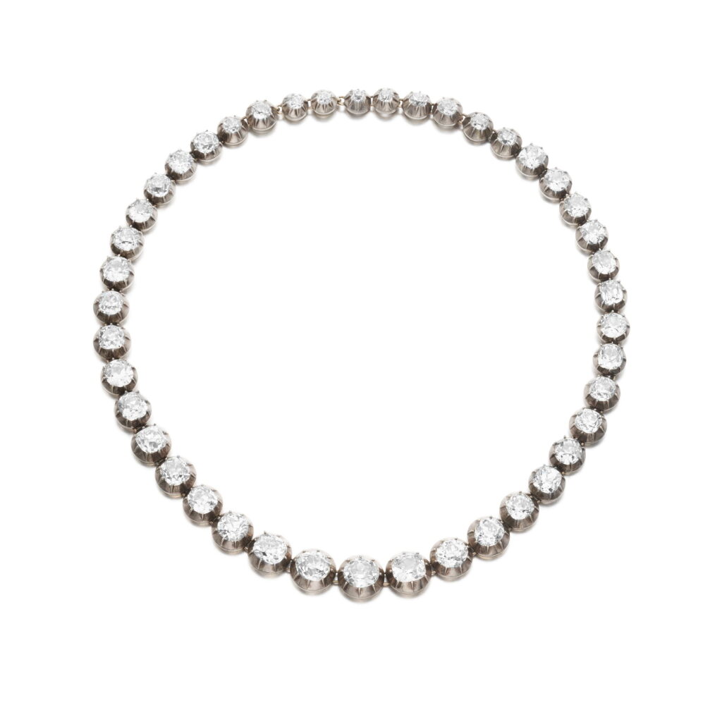 View full screen - View 1 of Lot 1080. Important diamond rivière necklace, late 19th century.