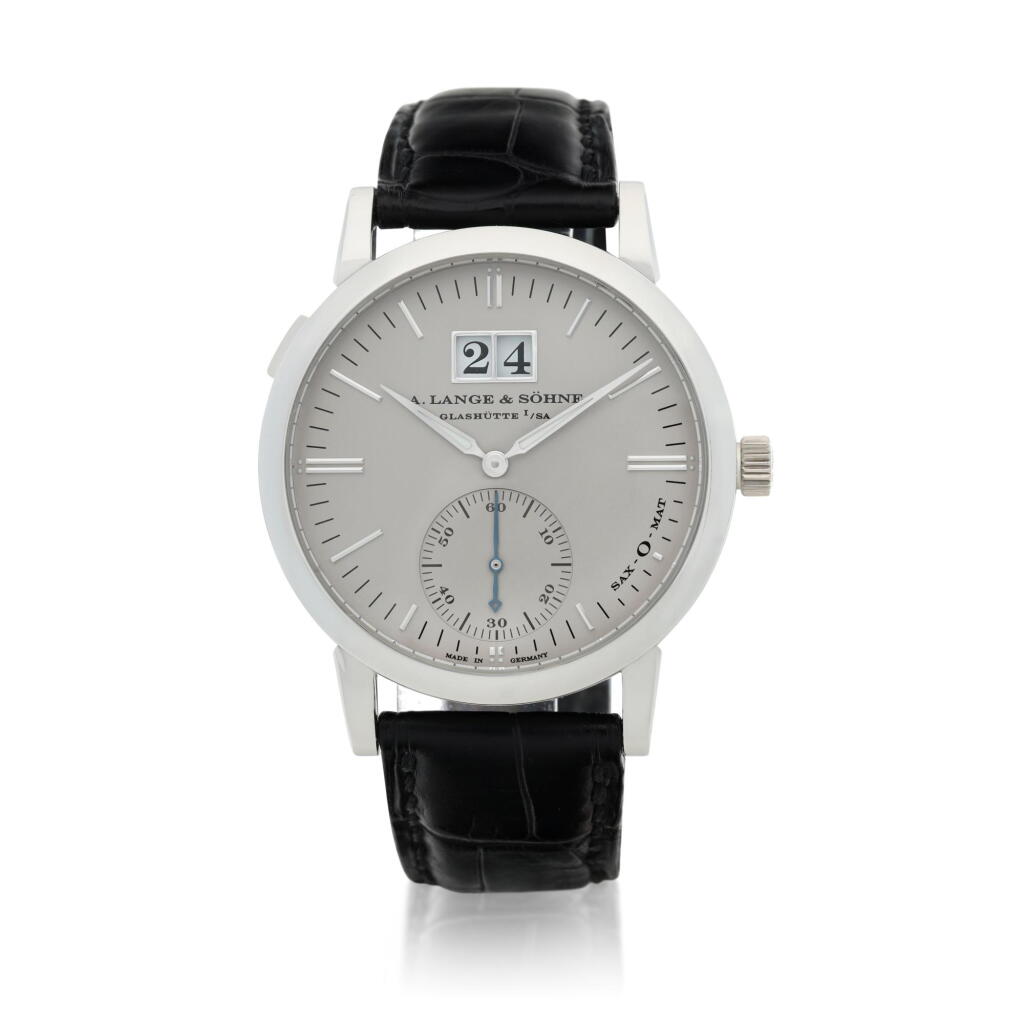 View full screen - View 1 of Lot 28. Reference 308.025 Sax-O-Mat A platinum automatic wristwatch with date, Circa 2003.