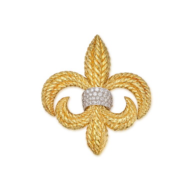 View full screen - View 1 of Lot 564. Gold and Diamond Pendant-Brooch.