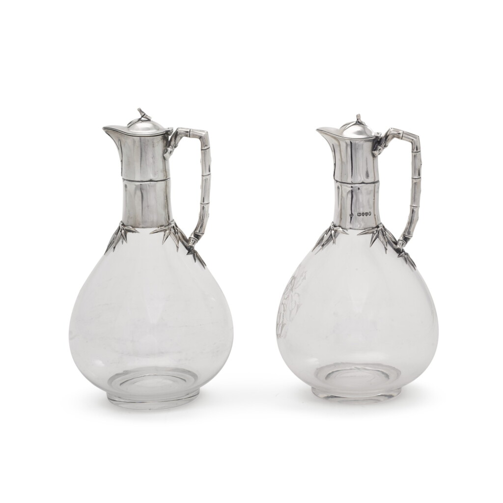 View full screen - View 1 of Lot 83. Two Victorian silver-mounted claret jugs, Edward H. Stockwell, London, 1882.