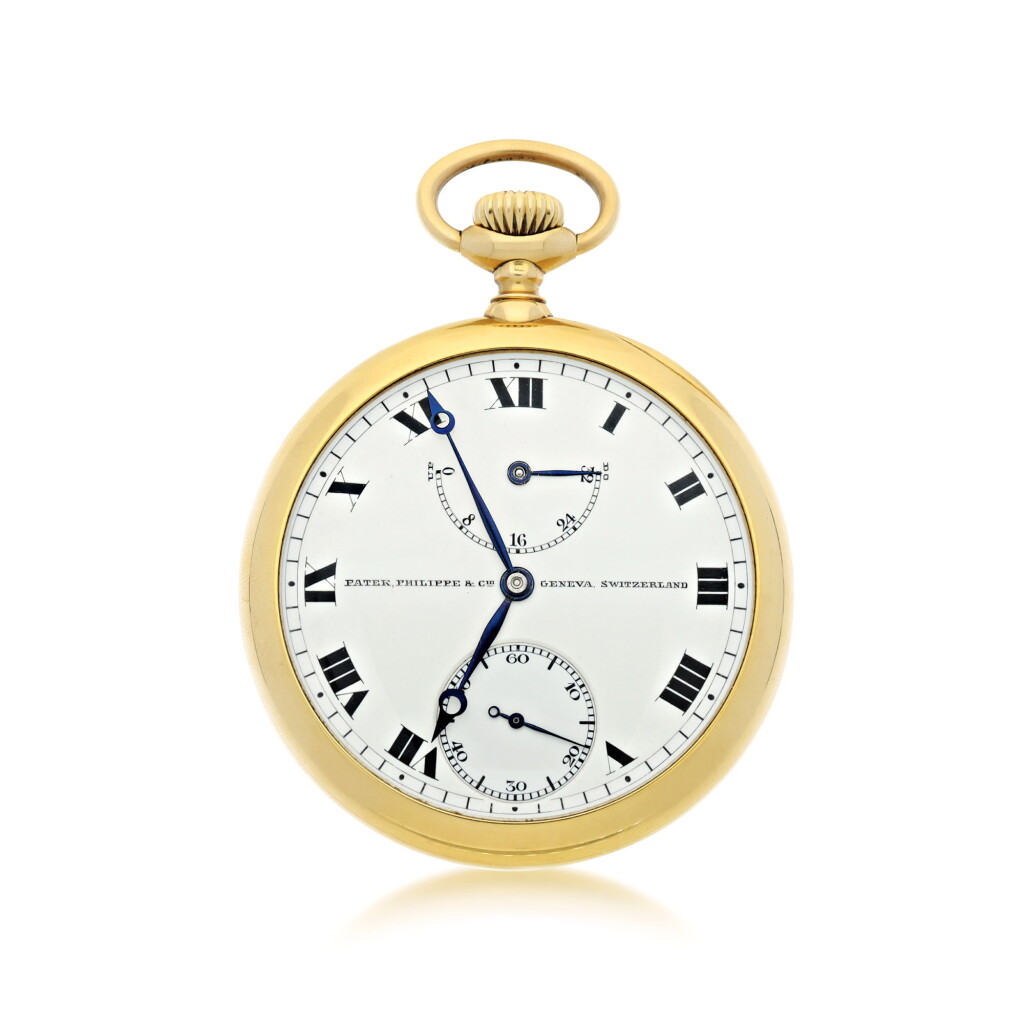全萤幕检视 - 查看39PATEK PHILIPPE | RETAILED BY HENRY OEMISCH & CO.: A YELLOW GOLD OPEN FACED WATCH WITH UP/DOWN INDICATION, MADE IN 1912 的1