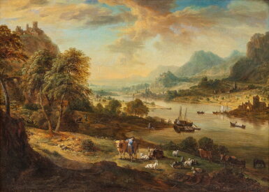 View full screen - View 1 of Lot 715. River landscape.
