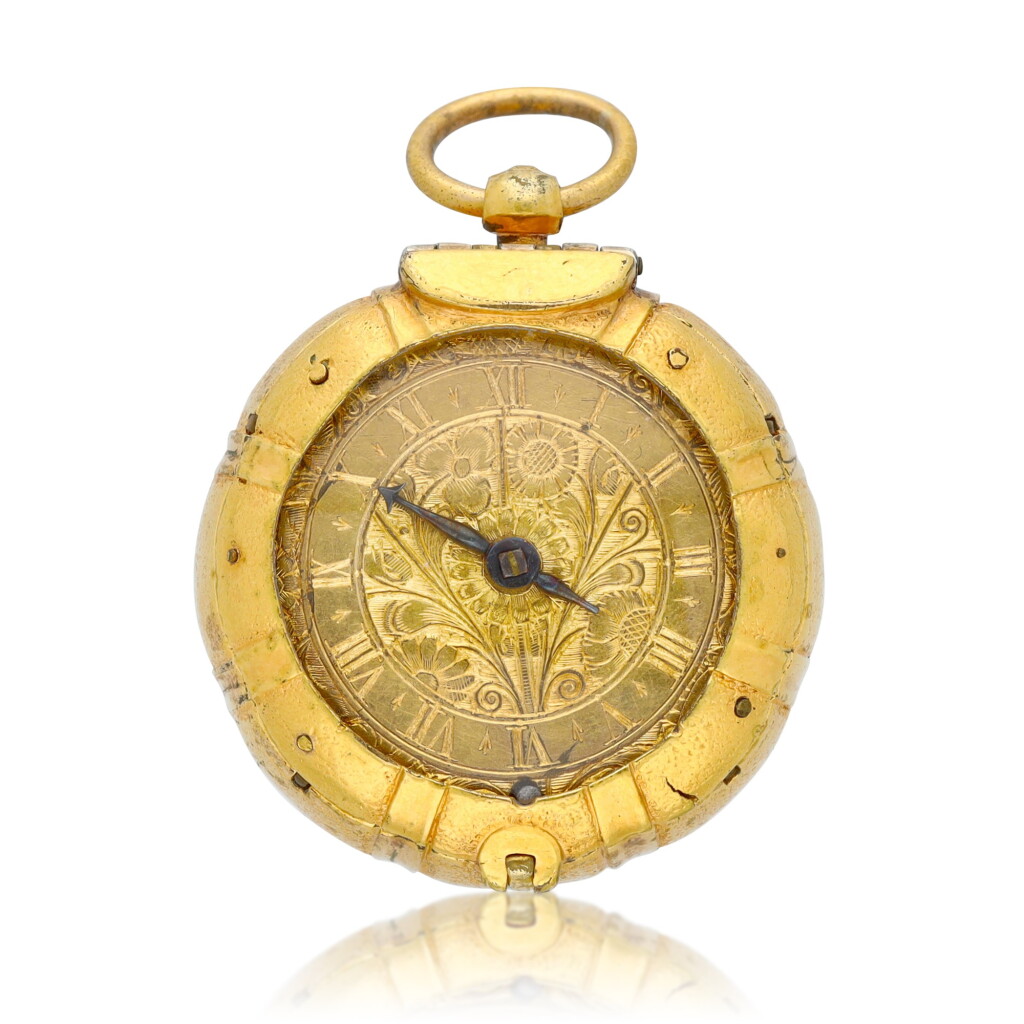 View full screen - View 1 of Lot 121. An early gilt metal pre-balance spring verge watch Circa 1640.