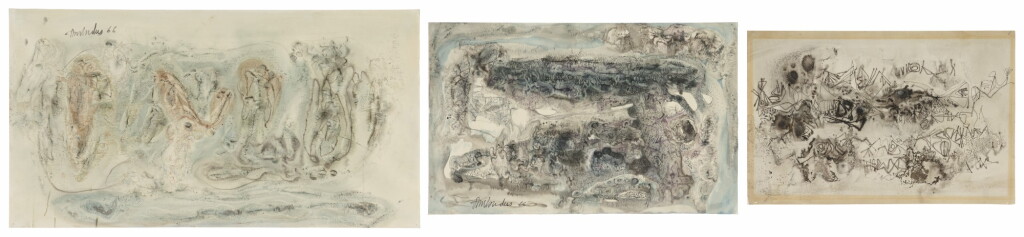 View full screen - View 1 of Lot 1837. AMBADAS KHOBRAGADE | UNTITLED (SET OF THREE) .