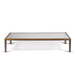 A large patinated-brass and glazed low table, late 20th century