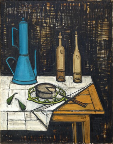 View full screen - View 1 of Lot 2803. Bernard Buffet 貝爾納・布菲 | Nature morte à la cafetière bleue 靜物與藍色咖啡壺.