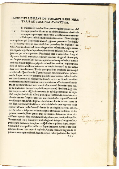 View full screen - View 1 of Lot 409. Scriptores rei militaris, Bologna, 1496, later half calf.