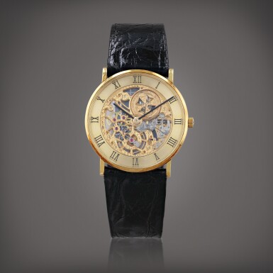 View full screen - View 1 of Lot 481. Montre bracelet squelette en or jaune | Yellow gold skeleton wristwatch Vers 1990 | Circa 1990.