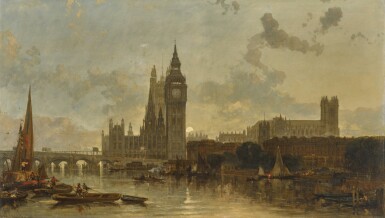 View full screen - View 1 of Lot 22. The Houses of Parliament and Westminster Abbey, London.