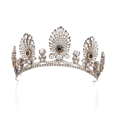View full screen - View 1 of Lot 278. Impressive sapphire and diamond tiara, mid 19th century | 藍寶石配鑽石頭冠,19世紀中期.