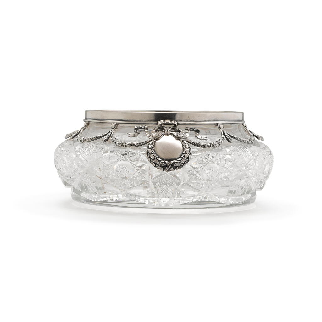 View full screen - View 1 of Lot 180. A Fabergé silver-mounted cut glass bowl, St Petersburg, 1908-1917.