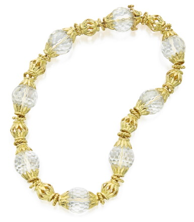 View full screen - View 1 of Lot 313. GOLD AND ROCK CRYSTAL NECKLACE, DAVID WEBB .