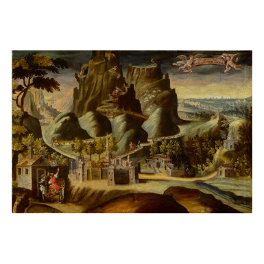 View full screen - View 1 of Lot 49. CIRCLE OF PAUL BRIL | LANDSCAPE WITH THE LEGEND OF IL GUERRIN MESCHINO.