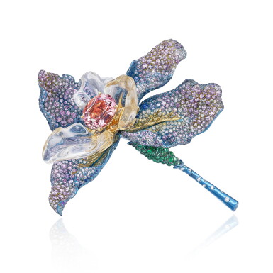 View full screen - View 1 of Lot 588. Gem-Set and Diamond Brooch | 寶石 配 鑽石 胸針.