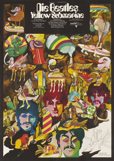View full screen - View 1 of Lot 309. YELLOW SUBMARINE / DIE BEATLES IN YELLOW SUBMARINE (1968) POSTER, GERMAN.