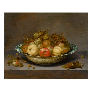 View full screen - View 1 of Lot 52. JOHANNES BOUMAN | STILL LIFE OF FRUIT IN A KRAAK BOWL, ON A LEDGE .