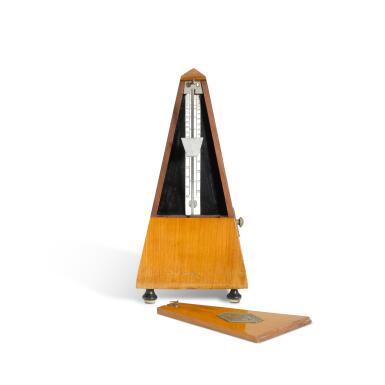 View full screen - View 1 of Lot 2222. A French walnut cased metronome by Maelzel Paquet, Paris, circa 1930.