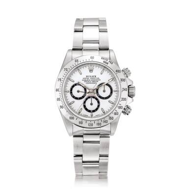 View full screen - View 1 of Lot 2148. Rolex | Cosmograph Daytona, Reference 16520, A stainless steel chronograph wristwatch with bracelet, Circa 1996 | 勞力士 | Cosmograph Daytona 型號16520 精鋼計時鏈帶腕錶,約1996年製.