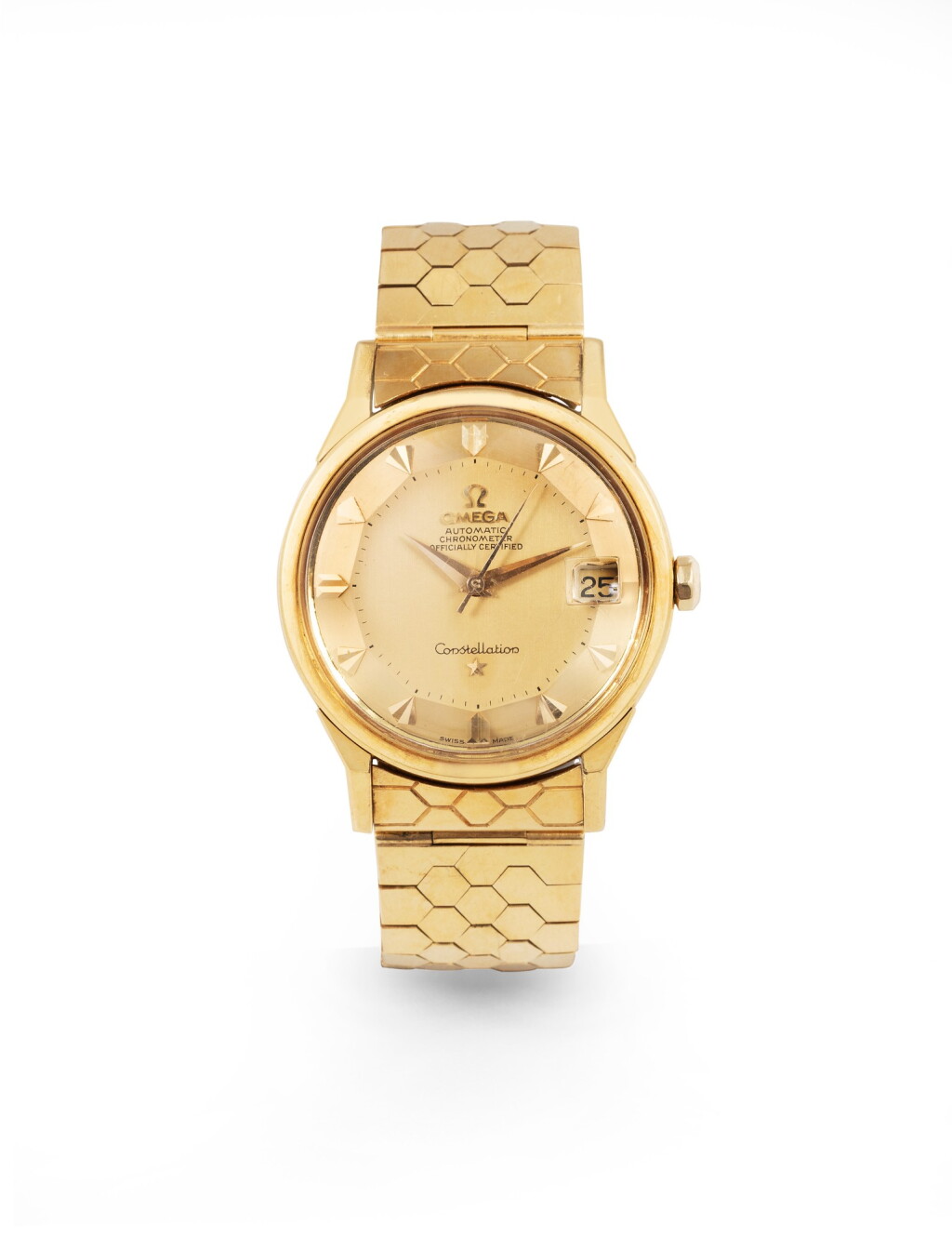 View full screen - View 1 of Lot 75. OMEGA | MONTRE BRACELET D'HOMME OR, "CONSTELLATION" | GOLD MEN'S WRISTWATCH, 'CONSTELLATION'.