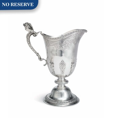 View full screen - View 1 of Lot 240. A FRENCH SILVER EWER, MAKER'S MARK S.L., PARIS, MID 20TH CENTURY.