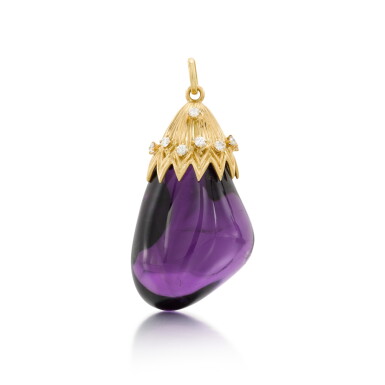 View full screen - View 1 of Lot 95. Amethyst and Diamond Pendant.