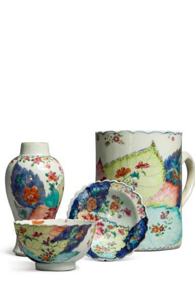 tobacco leaves exporter A Group of Nine Chinese Export 'Tobacco Leaf' Pattern Wares, Qing tobacco leaves exporter A Group of Nine Chinese Export 'Tobacco Leaf' Pattern Wares, Qing