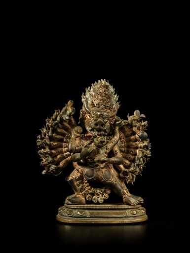 View full screen - View 1 of Lot 136. A copper alloy figure of Vajrabahirava, Qing dynasty, 18th century.