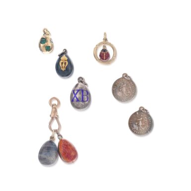 View full screen - View 1 of Lot 1092. Collection of gem-set and enamelled egg pendants, Russian and Continental European, circa 1900 and later.