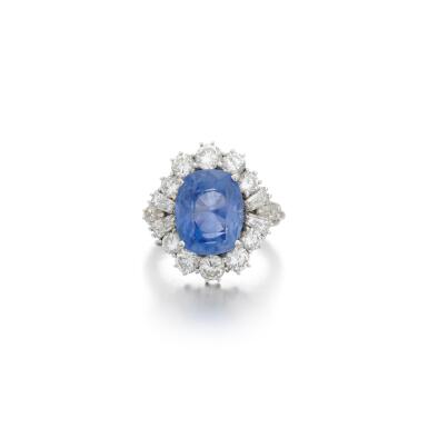 View full screen - View 1 of Lot 245. Sapphire and diamond ring | Anello con zaffiro e diamanti .