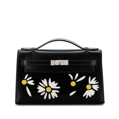 View full screen - View 1 of Lot 517. Limited Edition Black Box, White and Jaune Chèvre Inlay Daisy Kelly Pochette Palladium Hardware, 2026.