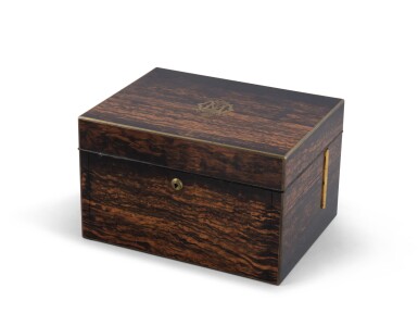 View full screen - View 1 of Lot 50. An ebony, brass, ivory, crystal and silver vanity case, English, second half 19th century.