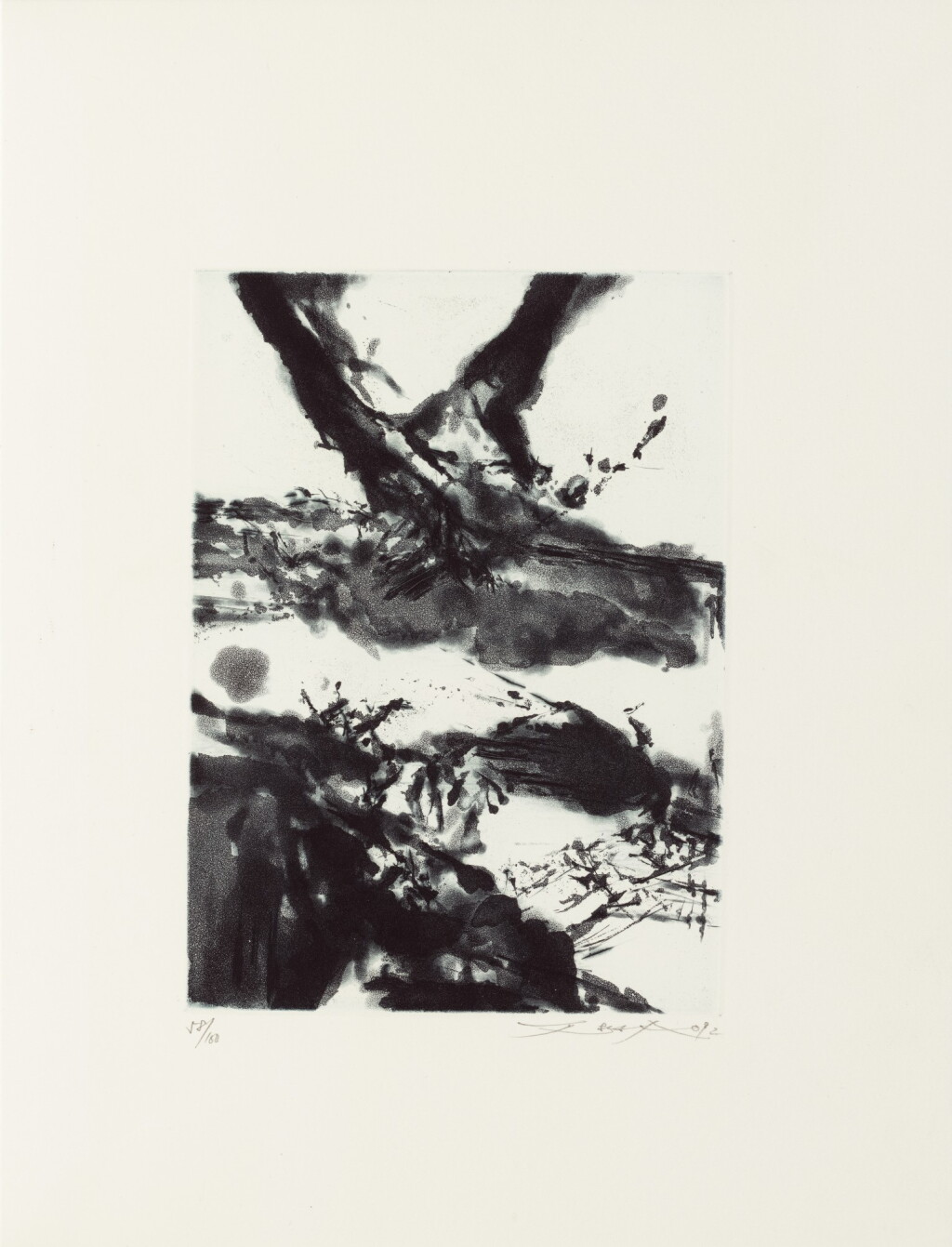 View full screen - View 1 of Lot 174. Éclats. 1992. In-4, en feuilles. EO, une gravure en noir signée (n ° 58/100).
