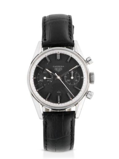 View full screen - View 1 of Lot 25. HEUER | CARRERA 45 STAINLESS STEEL CHRONOGRAPH WRISTWATCH CIRCA 1965.
