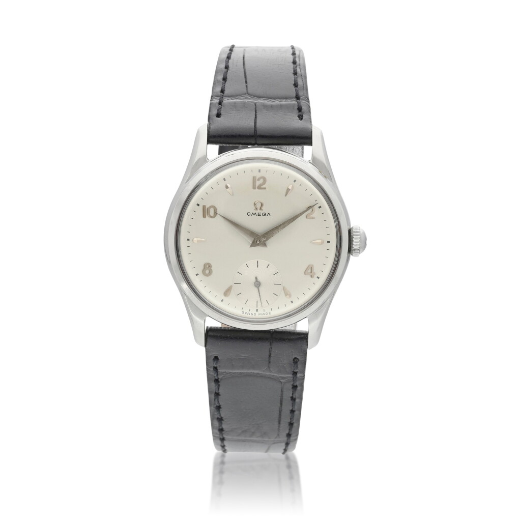 View full screen - View 1 of Lot 8237. Reference 2691 | A stainless steel wristwatch, Circa 1955 | 歐米茄 | 型號2691 | 精鋼腕錶,約1955年製.