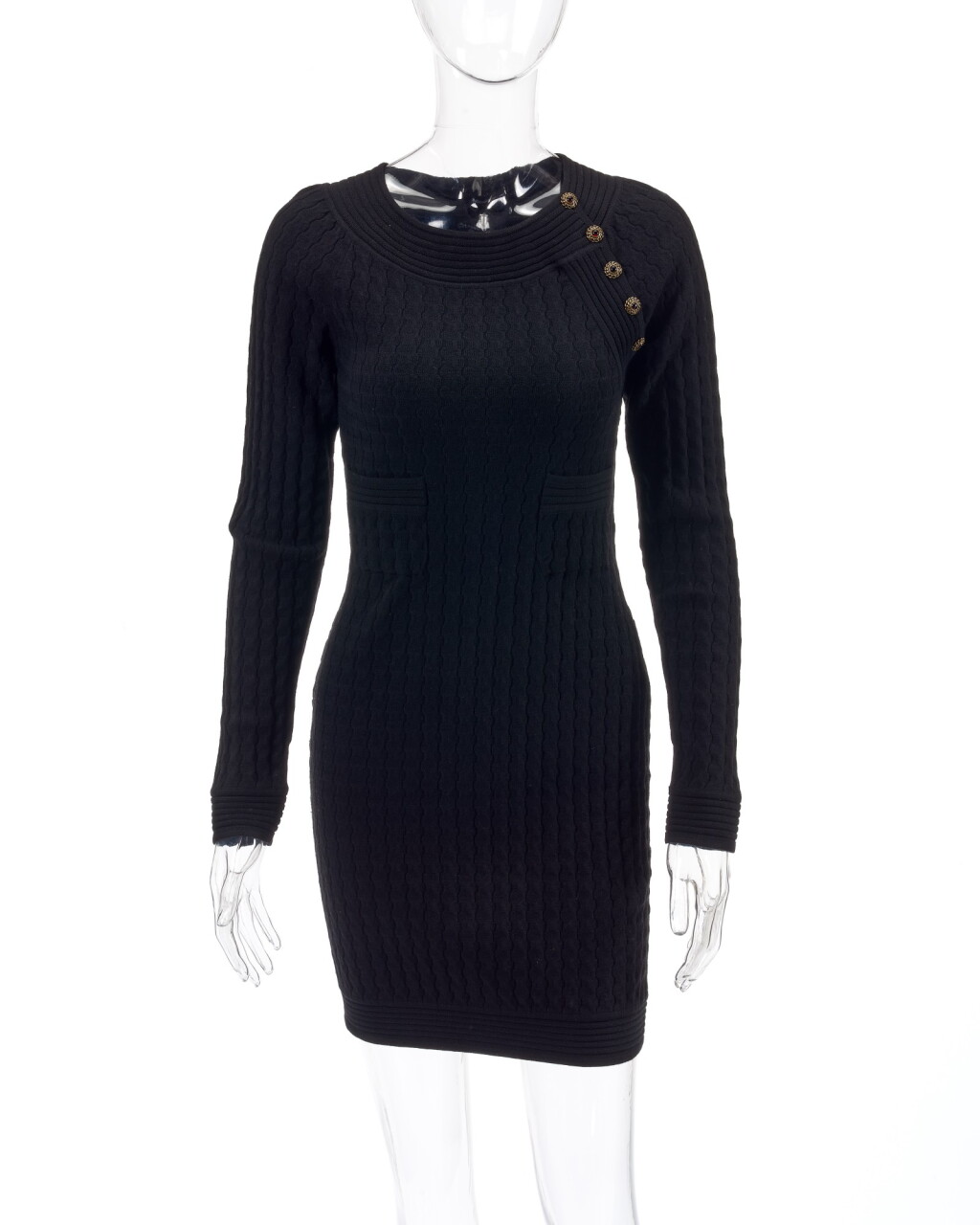 View full screen - View 1 of Lot 157. Black wool-blend mini dress.
