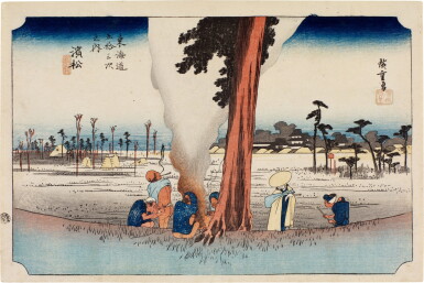 View full screen - View 1 of Lot 55. Utagawa Hiroshige (1797-1858) | Hamamatsu: Winter Scene (Hamamatsu, fuyugare no zu) | Edo period, 19th century.