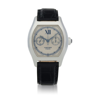 View full screen - View 1 of Lot 468. 'CPCP' Tortue Monopoussoir, Ref. 2396B White gold single-button chronograph wristwatch Circa 2002 | 卡地亞 2396B型號 「'CPCP' Tortue Monopoussoir」白金計時單按鈕腕錶,年份約2002.
