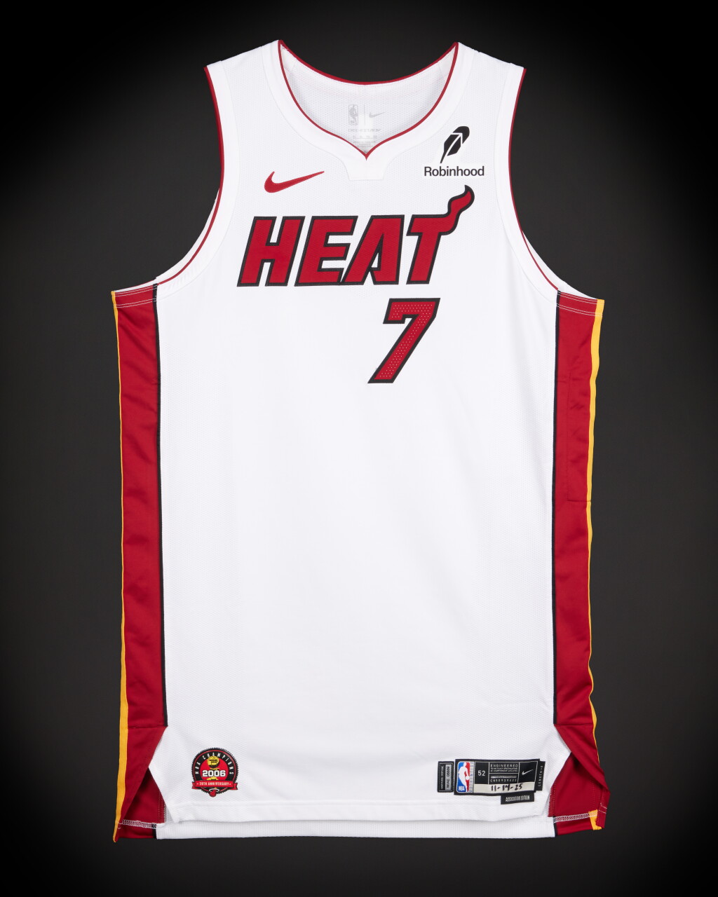 View full screen - View 1 of Lot 54. Kel’el Ware Miami Heat 2025-2026 Game Worn Association Edition Jersey | Double-Double.