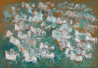 View full screen - View 1 of Lot 60. HASSAN EL GLAOUI | UNTITLED (CAVALCADE DE CHEVAUX EN LIBERTÉ).