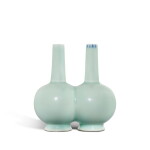 A very rare celadon-glazed double-vase, Mark and period of Yongzheng | 清雍正 粉青釉雙連瓶 《大清雍正年製》款