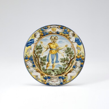 View full screen - View 1 of Lot 246. A Castelli maiolica plate, late 17th century.