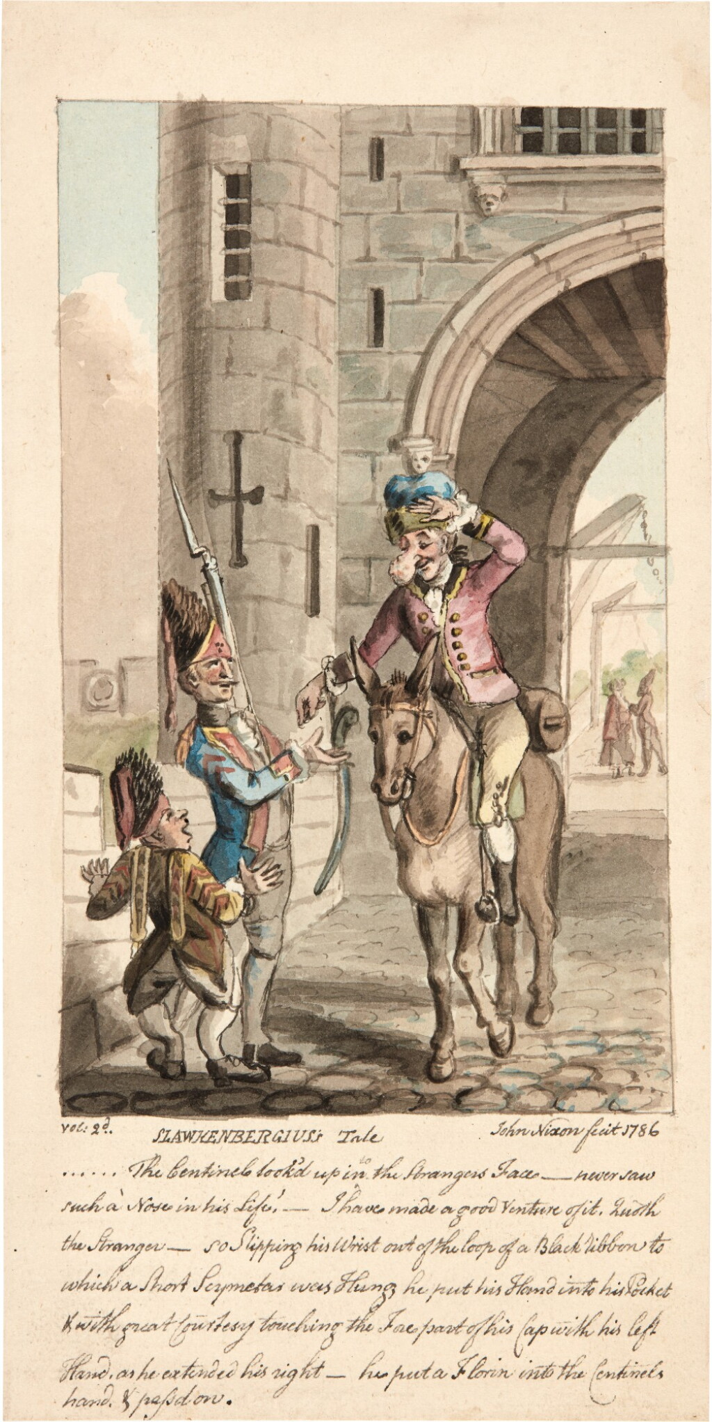 View full screen - View 1 of Lot 285. John Nixon | Album of twelve watercolours illustrating Tristram Shandy, 1786.
