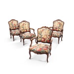 Suite de quatre fauteuils d'époque Louis XV, vers 1730