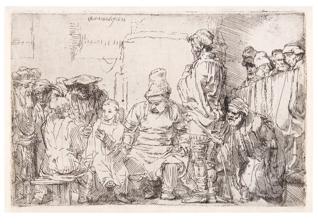 View full screen - View 1 of Lot 60. Christ Seated Disputing with the Doctors (B., Holl. 64; New Holl. 281; H. 277).