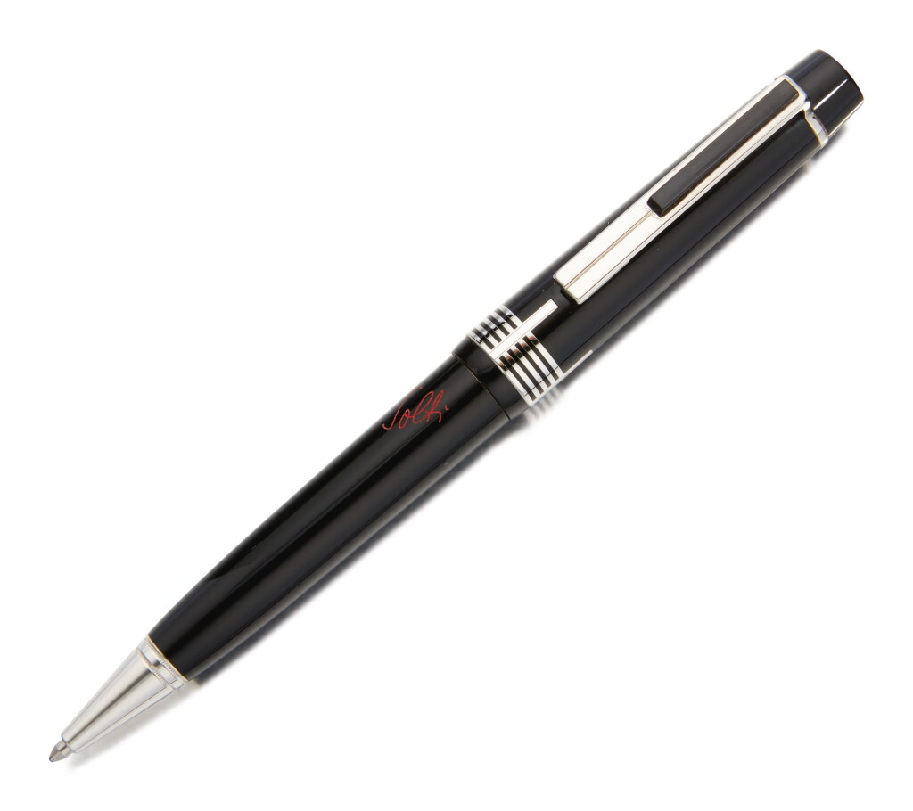 View full screen - View 1 of Lot 16. MONTBLANC | A BLACK RESIN AND PALLADIUM PLATED BALLPOINT PEN, CIRCA 2008.