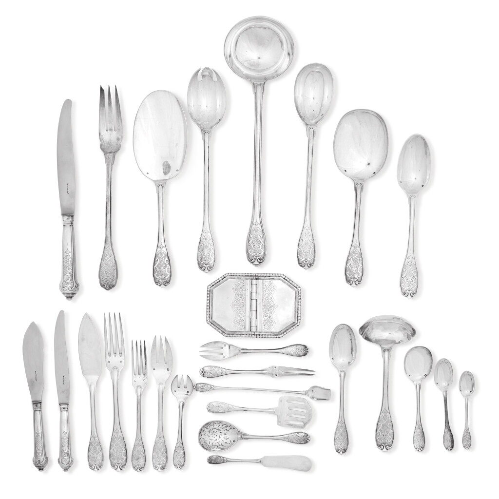 View full screen - View 1 of Lot 116. A French silver flatware service, Puiforcat, Paris, 20th century.