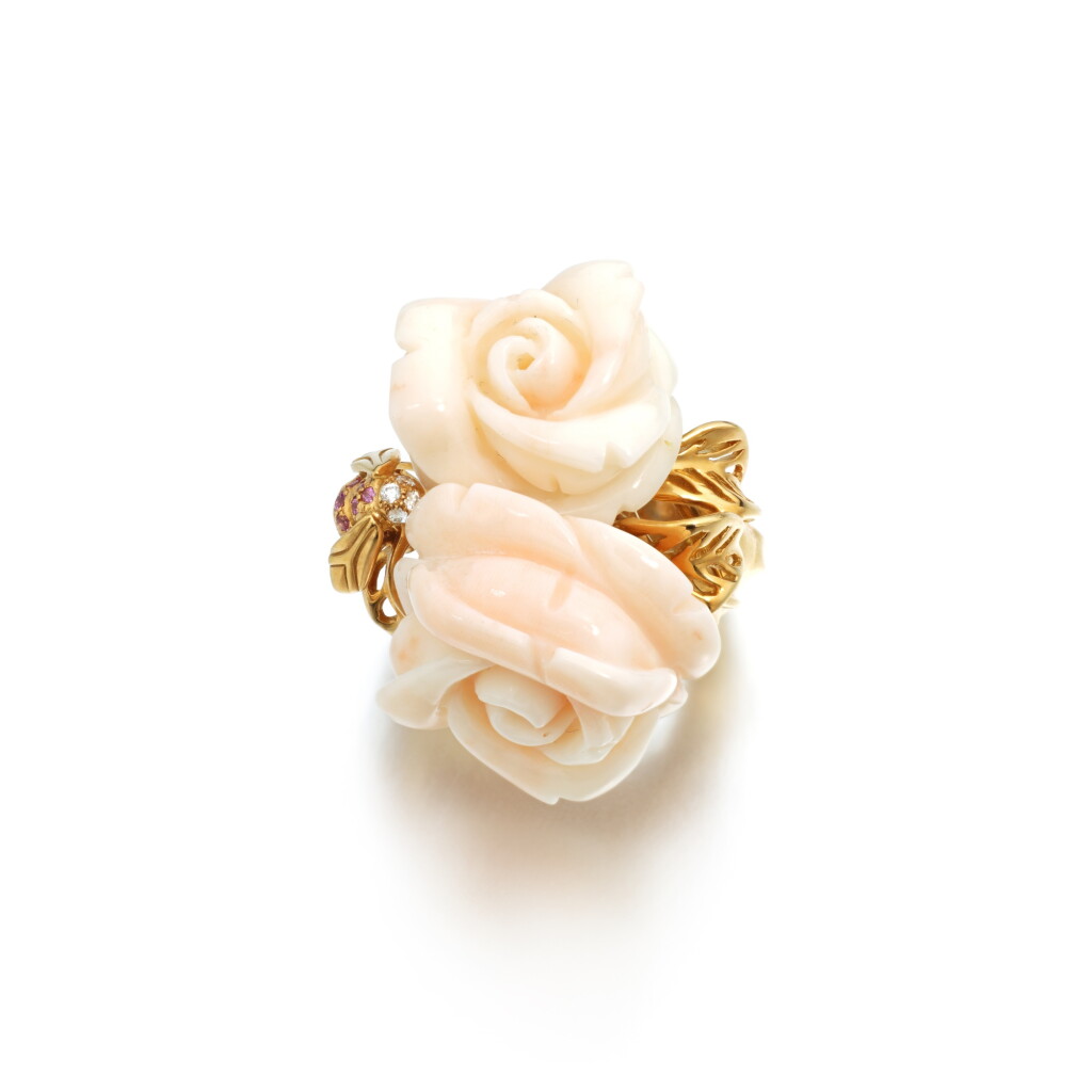 View full screen - View 1 of Lot 813. Coral, pink sapphire and diamond ring, 'Rose Dior Pré Catelan'.
