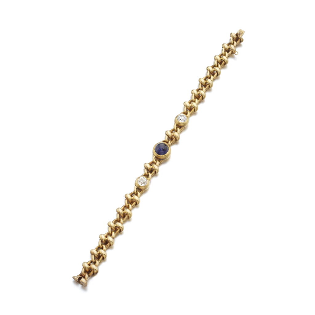 View full screen - View 1 of Lot 1069. Sapphire and diamond bracelet, circa 1893.