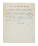 Hemingway, Ernest | Typed letter signed to Robert J. Carino; "Every book that I’ve written is as good as I could write at that time "